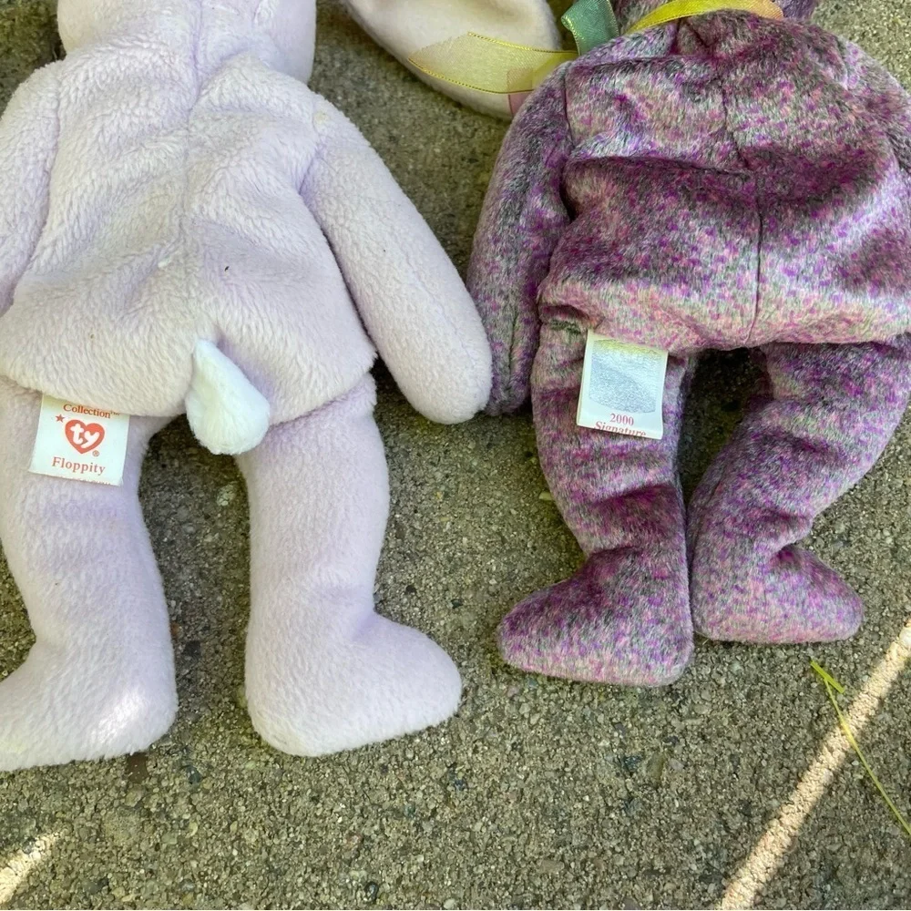 TY Floppity and 2000 Signature Beanie‎ Baby Plush Bunny and Bear Set